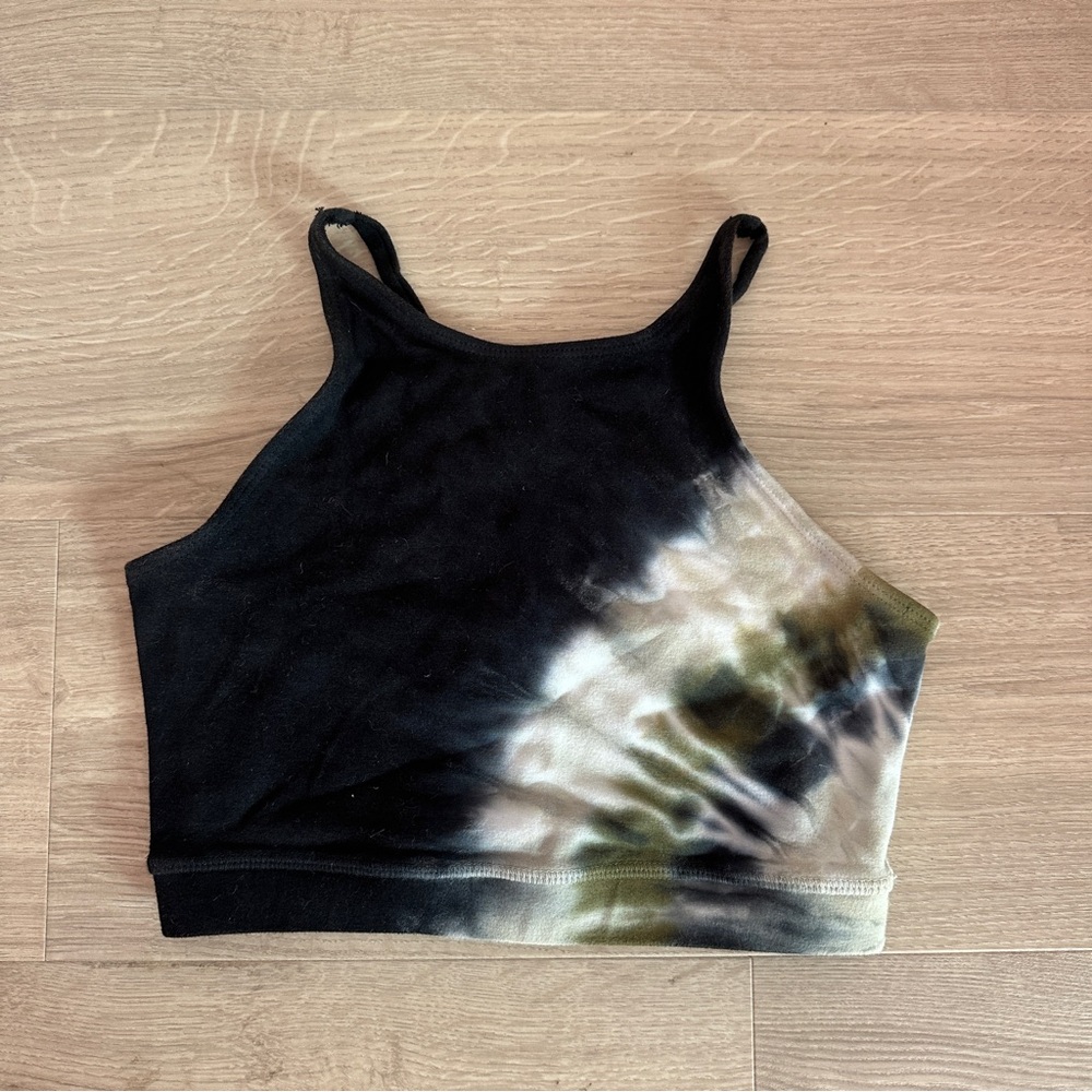 Electric & Rose Black Tie-Dye Sports Bra Sz Small